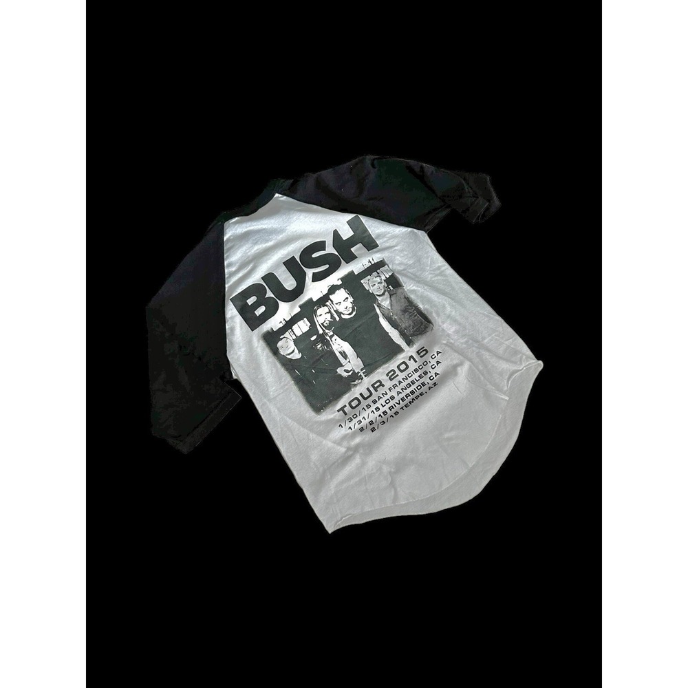 2015 Bush Tour Quarter Sleeve Shirt Black White 90's Music Band Gavin Rosdale